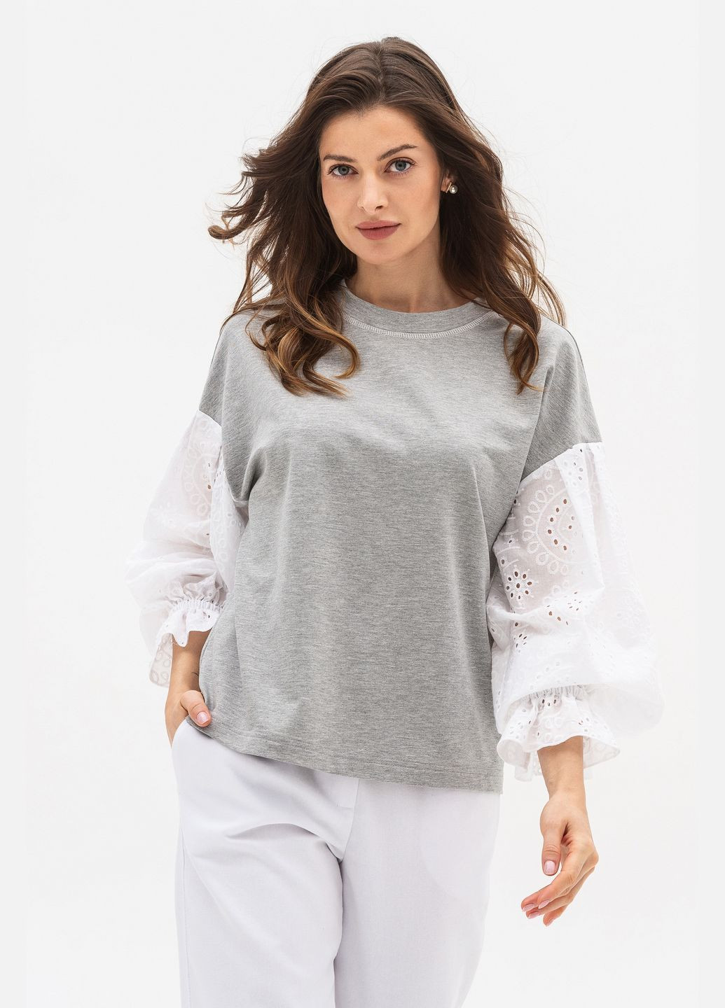 Сірий світшот Lesia однотонний (328456472)