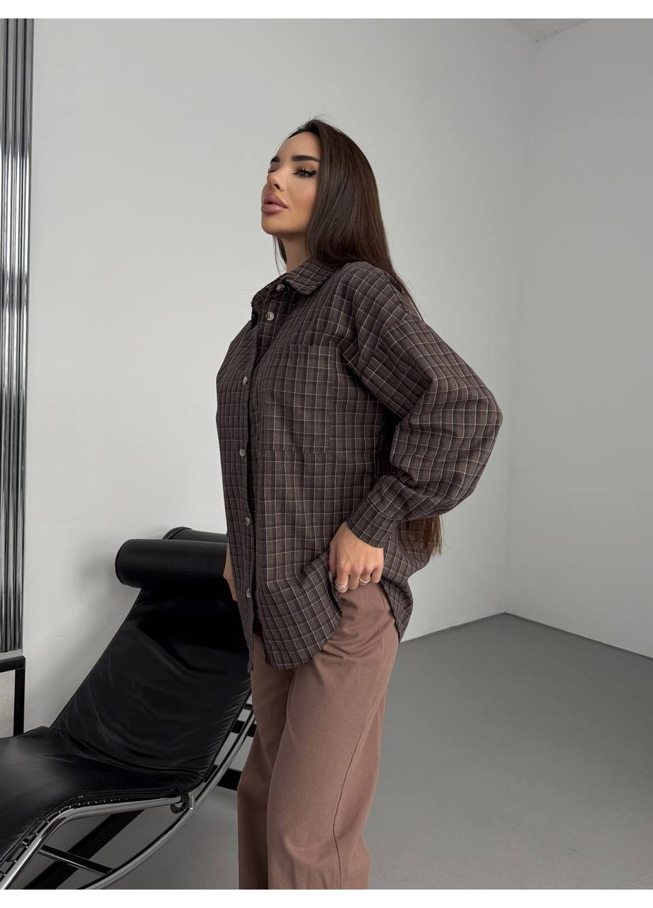 Жіноча оверсайз сорочка фланель No Brand Р1543-022 (370590767)