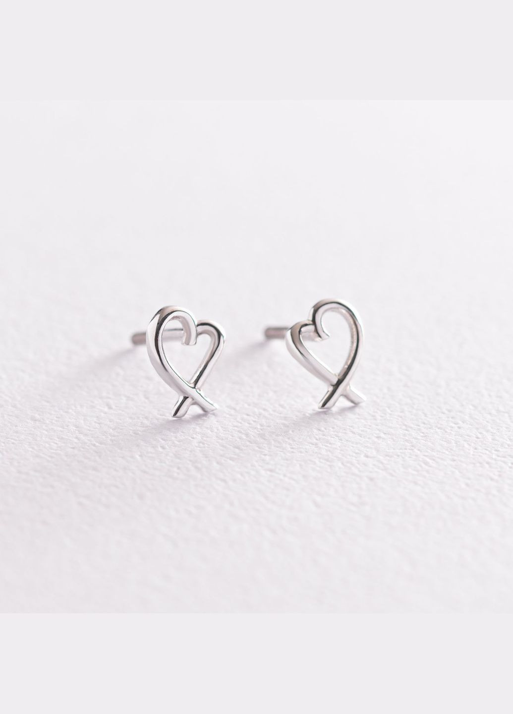 Сережки - пусети Сердечка в білому золоті с07122 Oniks (264025157)