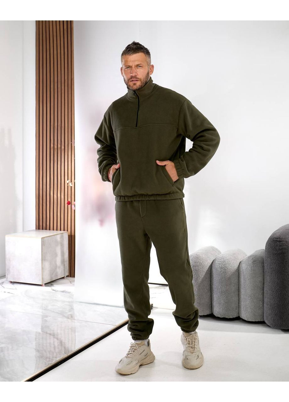 Оливковый (хаки) демисезонный мужской спортивный костюм брючный No Brand