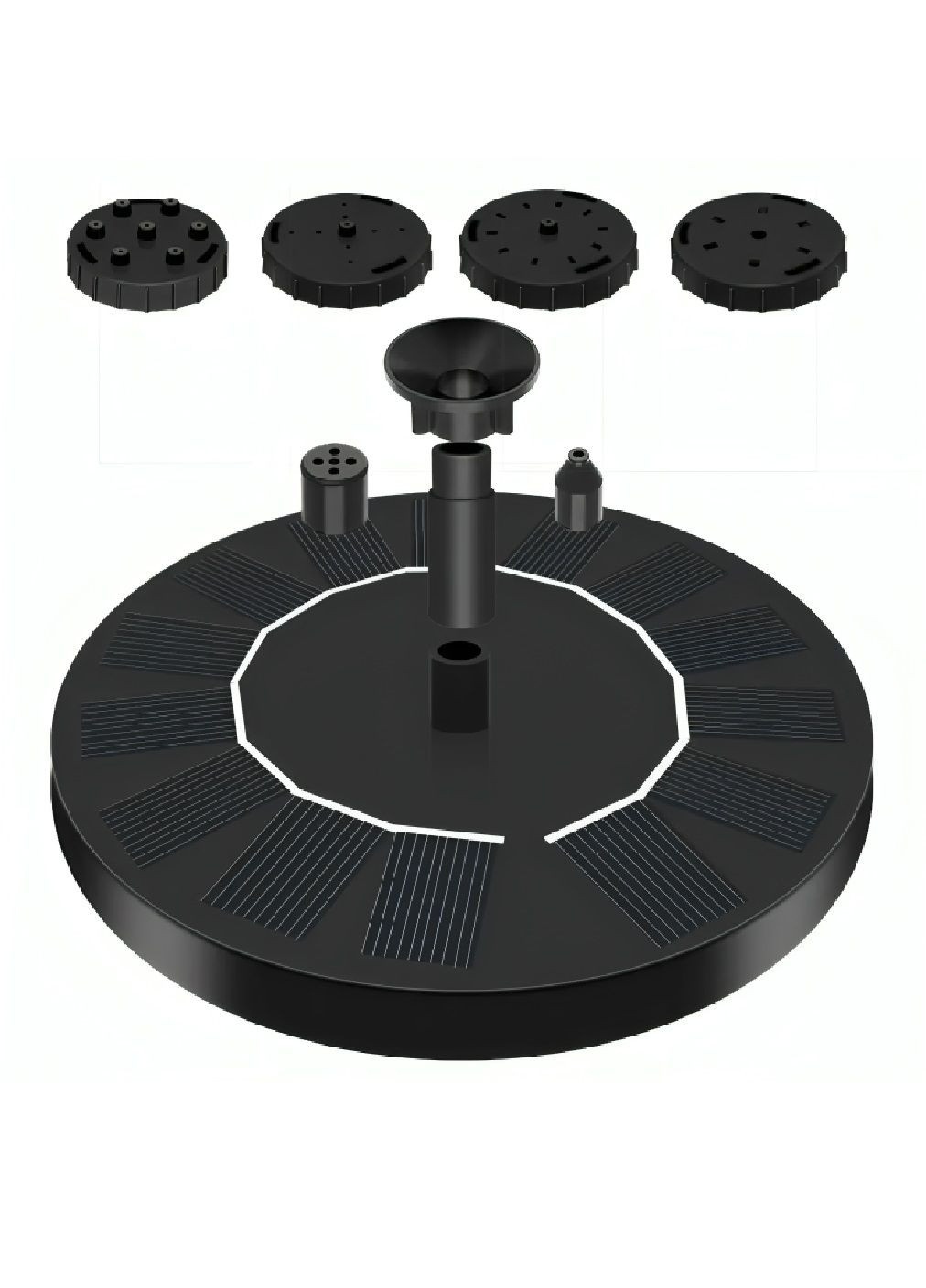 Садовий мініфонтан насос для ставка водойми на сонячній батареї з насадками 5 штук 16×16 см (480279-Prob) Unbranded (332880869)