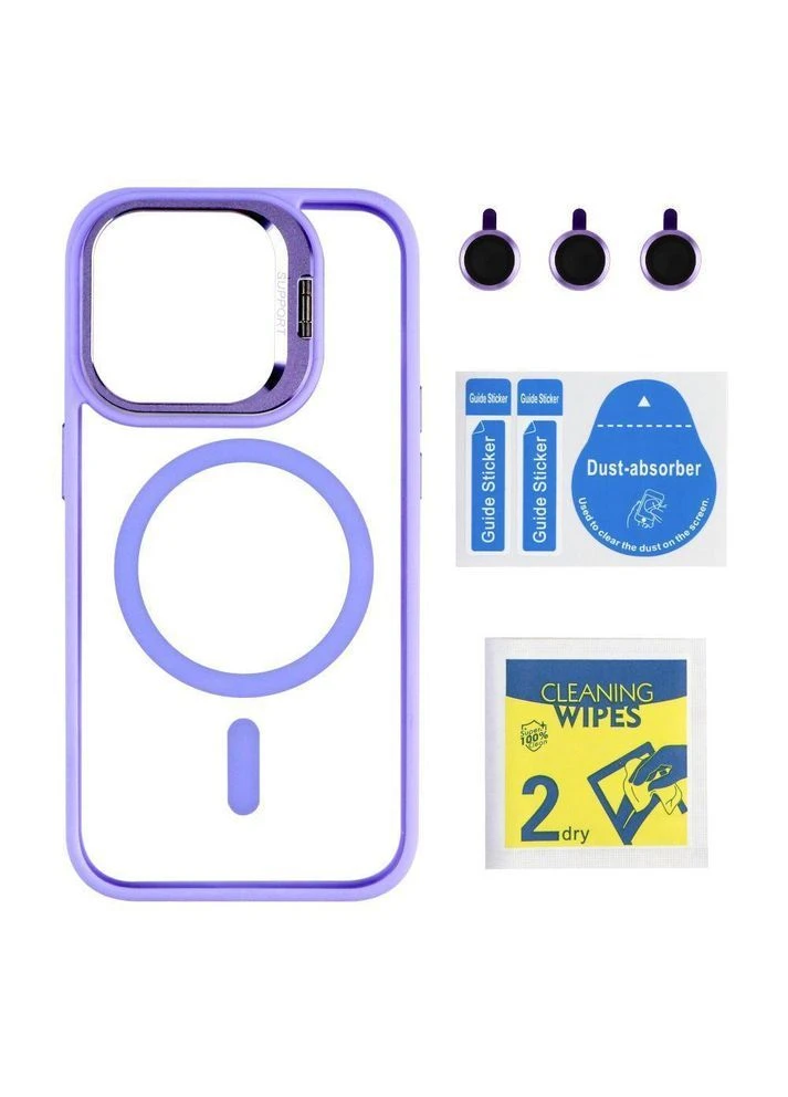 Чехол TPU+PC+Metal Stand Case with MagSafe and Camera Lenses для iPhone 13 Pro Purple No Brand (391199521)