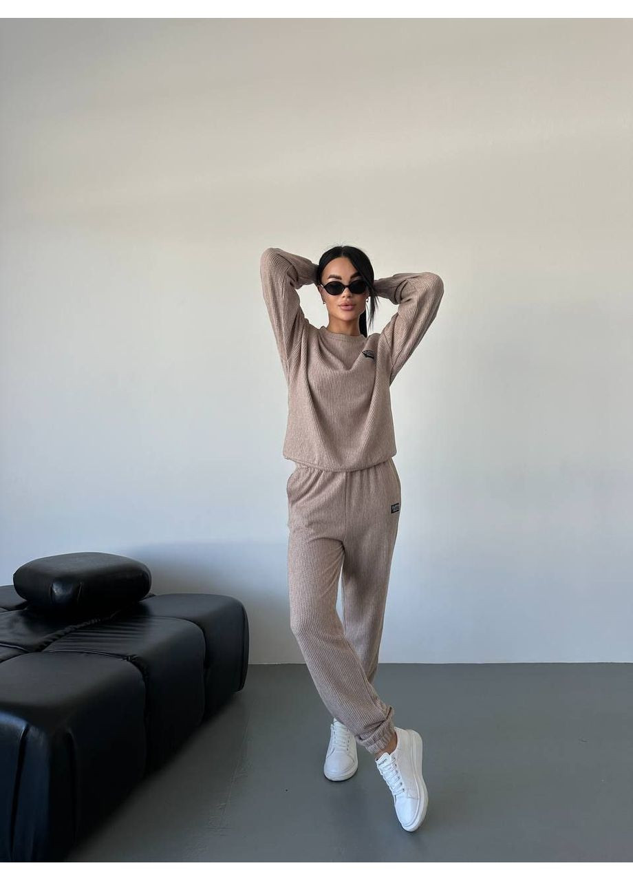 Костюм (свитшот, брюки), цвет Бежевый. No Brand (361120157)