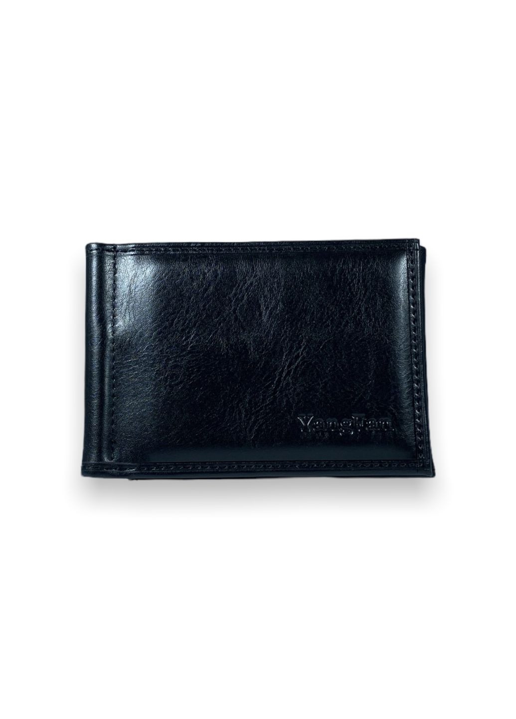 Затискач гаманець для купюр із шкірзамінника 6 відділів для банківських карт розмір:12*8*2 см чорний YangFan (286421525)