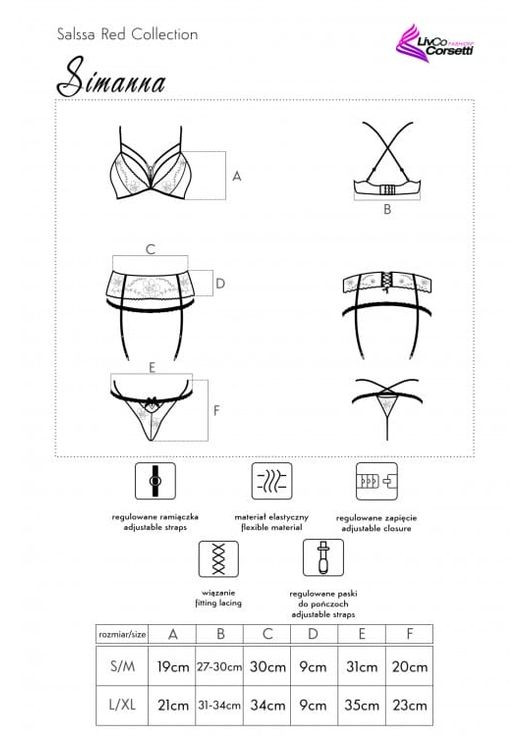 Красный демисезонный комплект белья (лиф, стринги, пояс) Livia Corsetti
