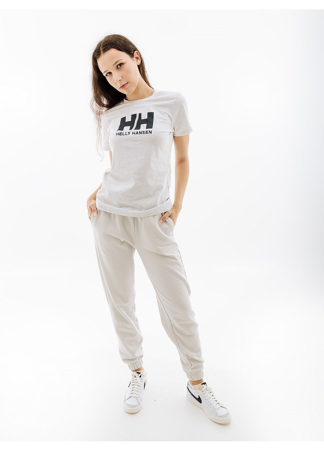 Серая демисезон футболка w hh logo t-shirt Helly Hansen