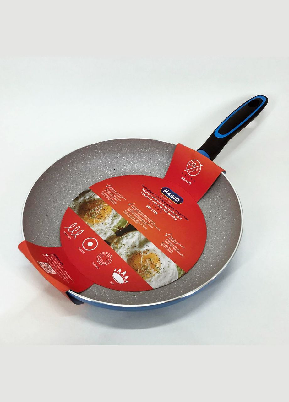 Сковорода MG-1179 з мармуровим антипригарним покриттям 28 см, Якісна сковорода для смаження Magio (364664076)
