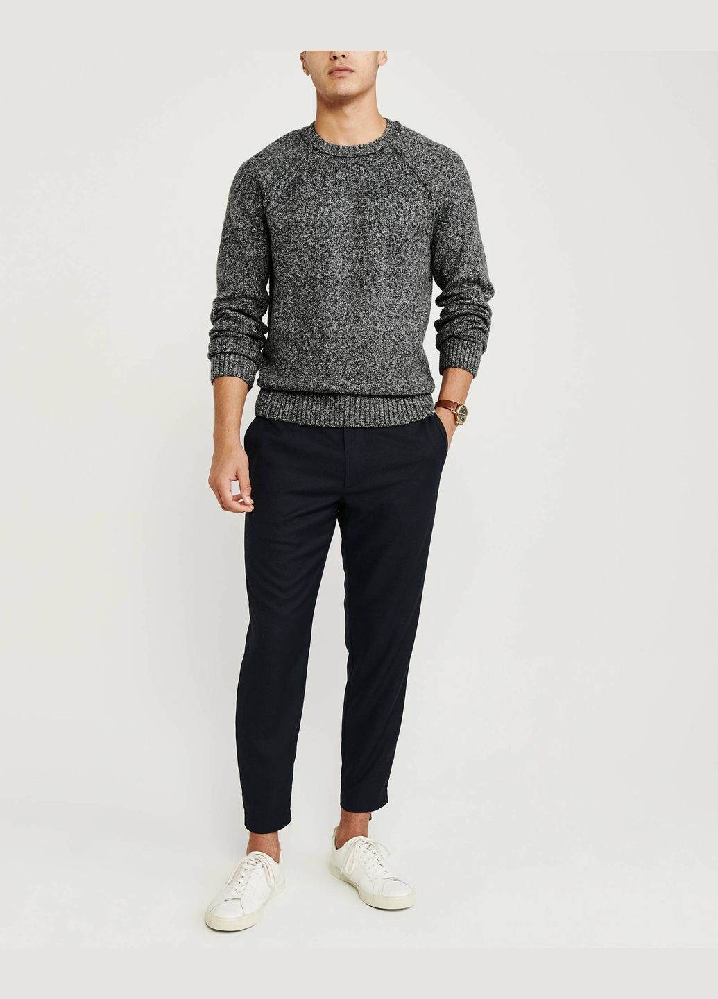 Темно-серый демисезонный свитер мужской - свитер af6160m Abercrombie & Fitch