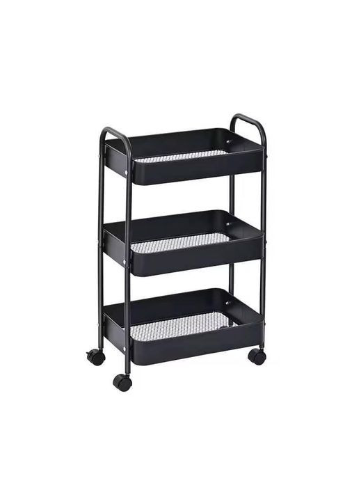 Етажерка на колесах для дому Полиця для зберігання 3 яруси Чорний колір No Brand (349829191)