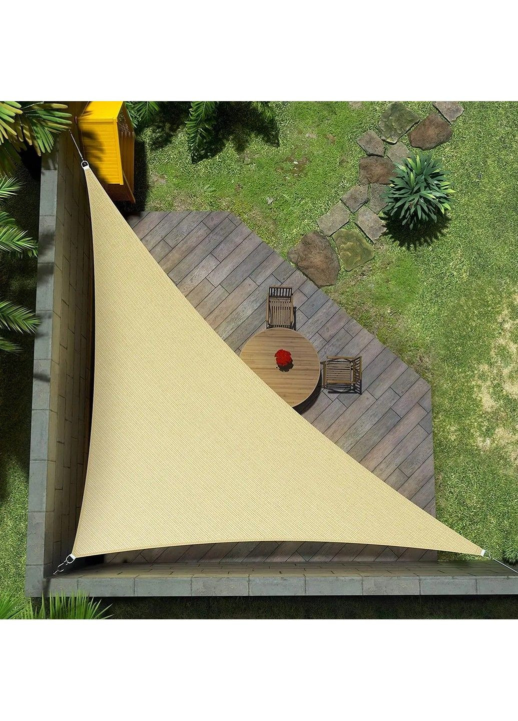 Тент навіс затіняючий трикутний 3х3х4м Сітка (Бежевий) No Brand (332637330)