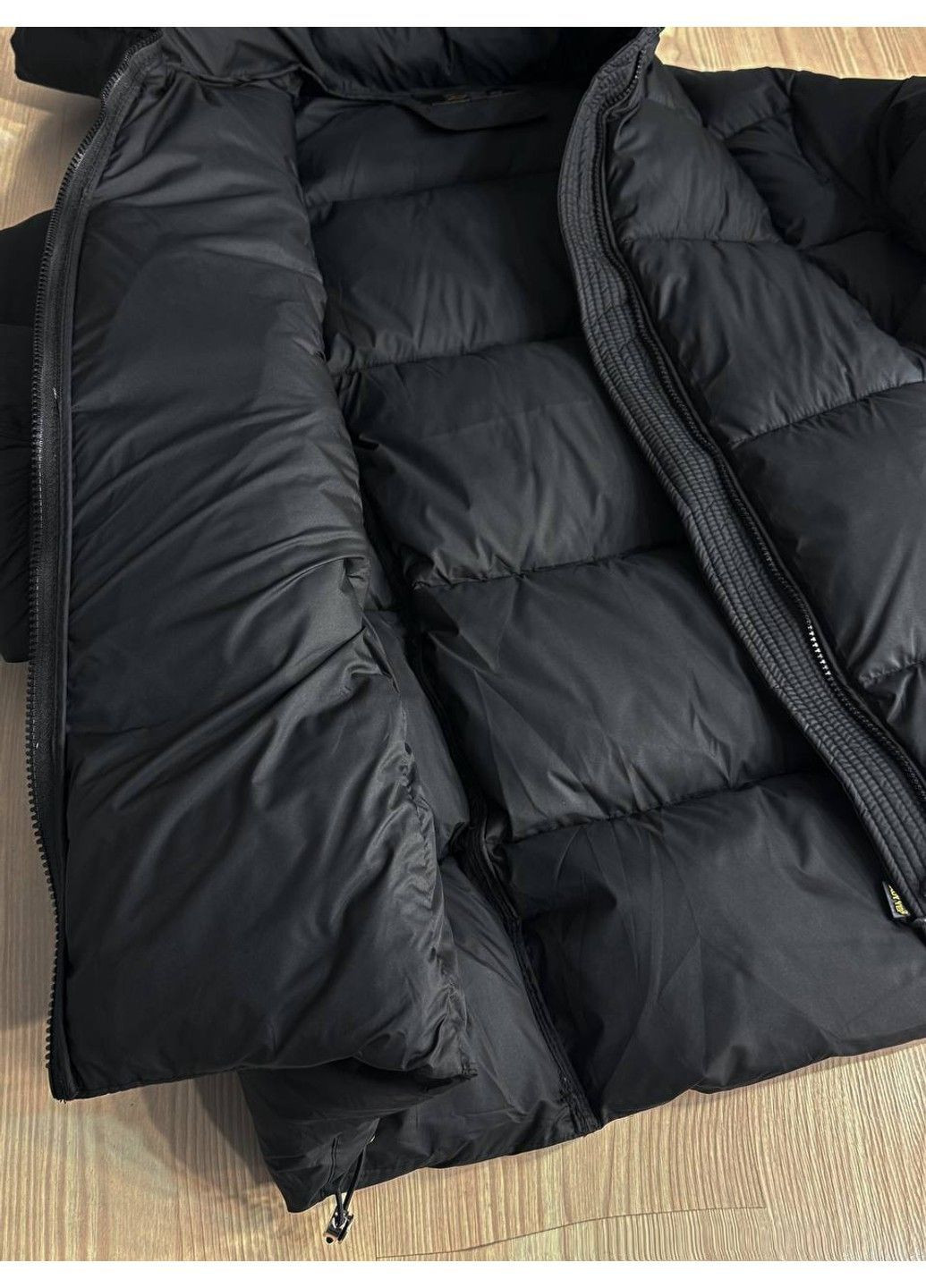 Чорна демісезонна куртка жіноча 10036 парка пуфер оверсайз з капюшоном чорна Lady yep