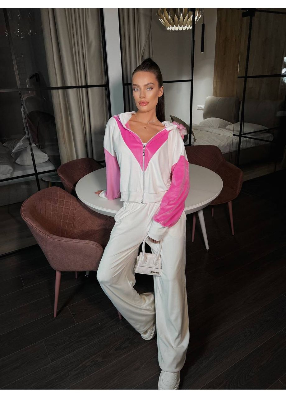 Жіночий велюровий костюм: кофта на блискавці та штани вільного крою MonCher (355801767)