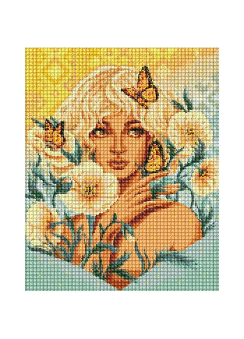 Алмазна мозаїка "Дівчина з метеликами" 50х40 см Идейка (279323695)