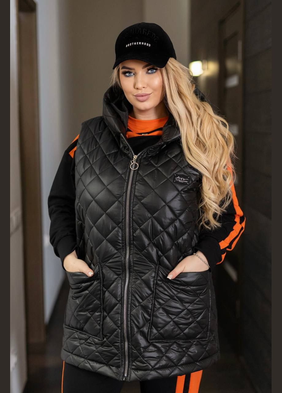 Женский костюм тройка цвета черный с оранжевым New Trend (318229738)