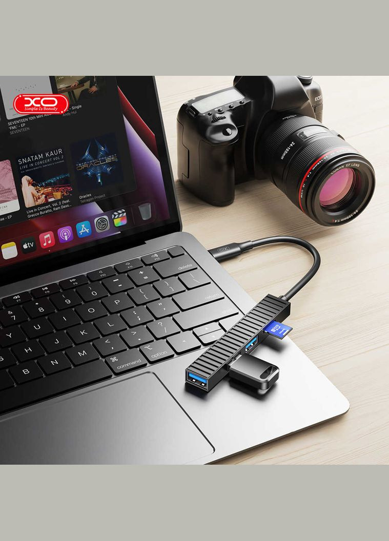USB-хаб USB Type-C 3-в-1 (HUB014B.black) XO (336952320)