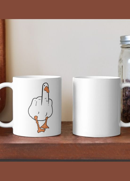 Чашка Керамическая кружка с принтом Гусь Фак Fuck Белая 330 мл Orca (311223156)