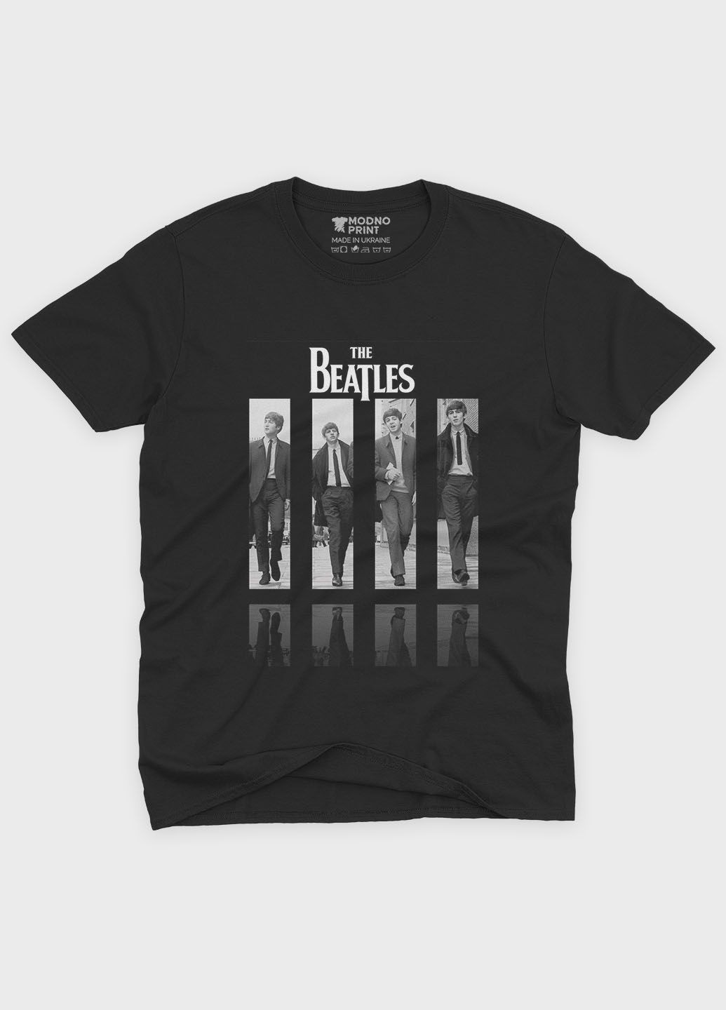 Чорна чоловіча футболка з рок принтом "the beatles" (ts001-5-bl-004-2-316) Modno