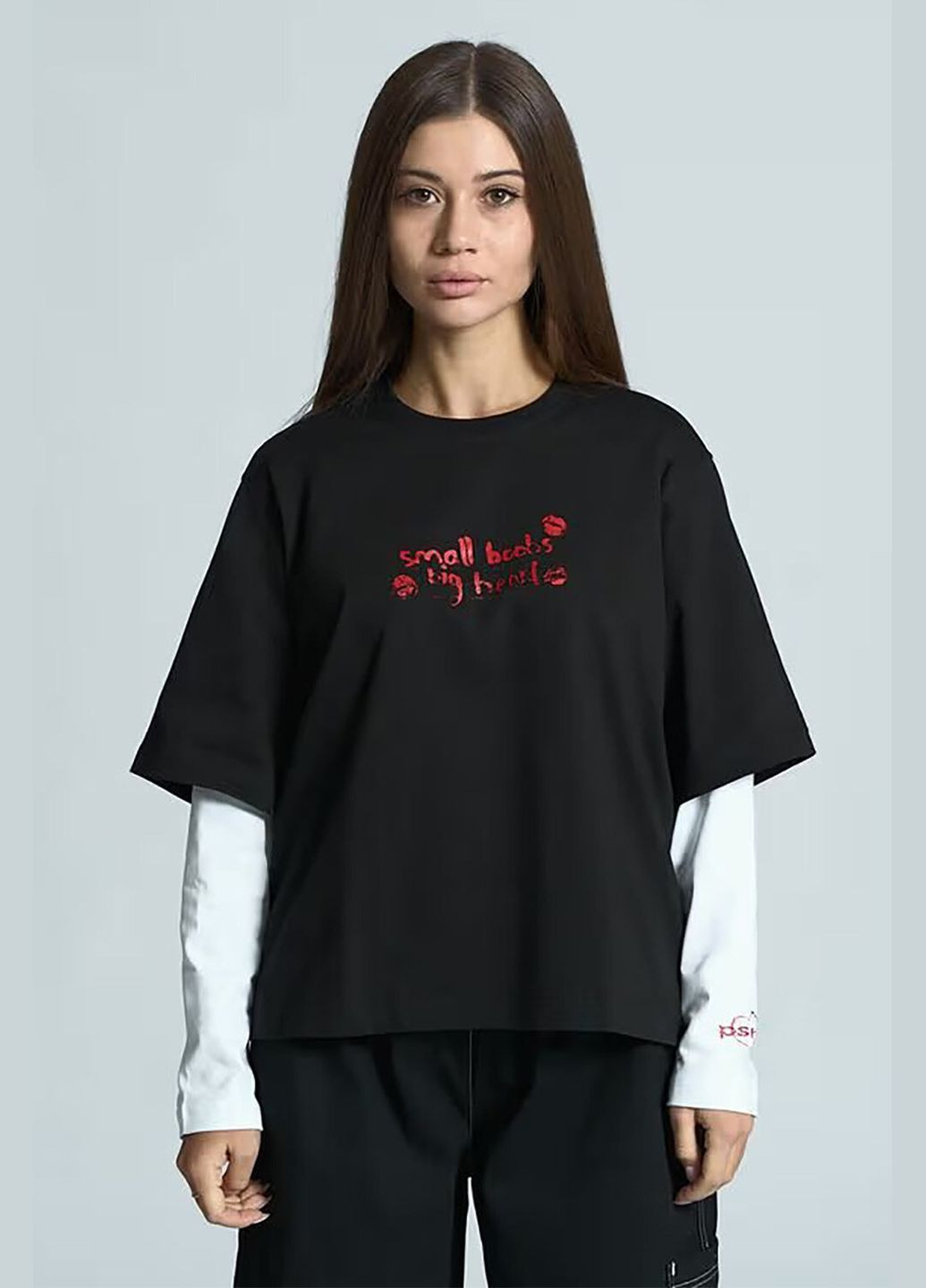 Жіночий оверсайз лонгслів Crush чорно-білий OGONPUSHKA (316302513)