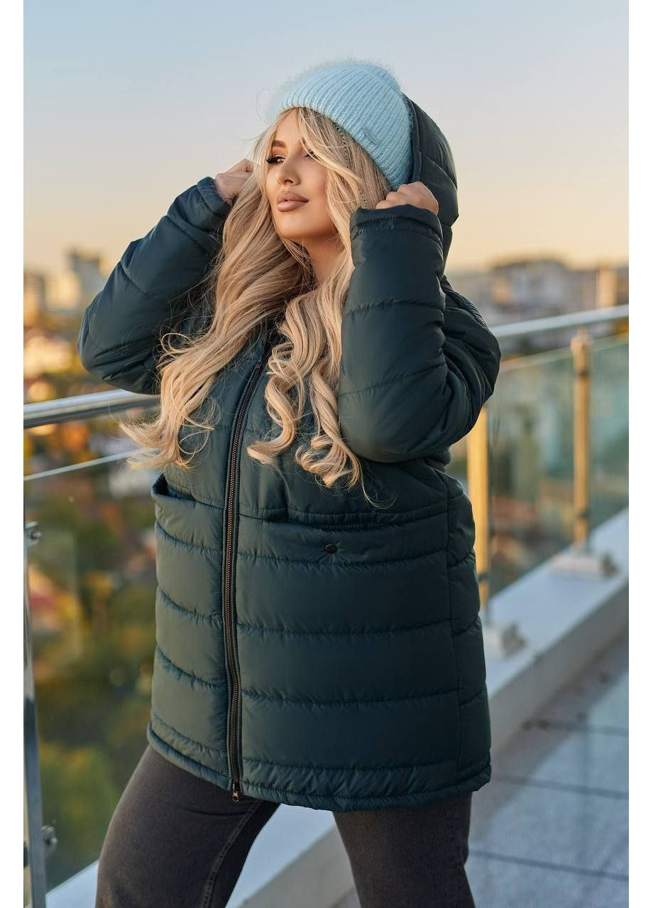 Зеленая зимняя куртка зимняя теплая popluzhnaya