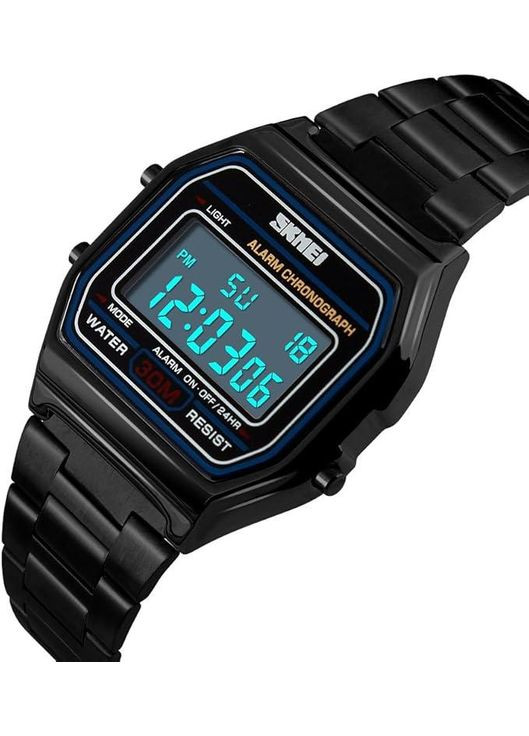 Часы наручные электронные Skmei 1123BK Black черный ретро стиль подсветки календарь No Brand (356111782)