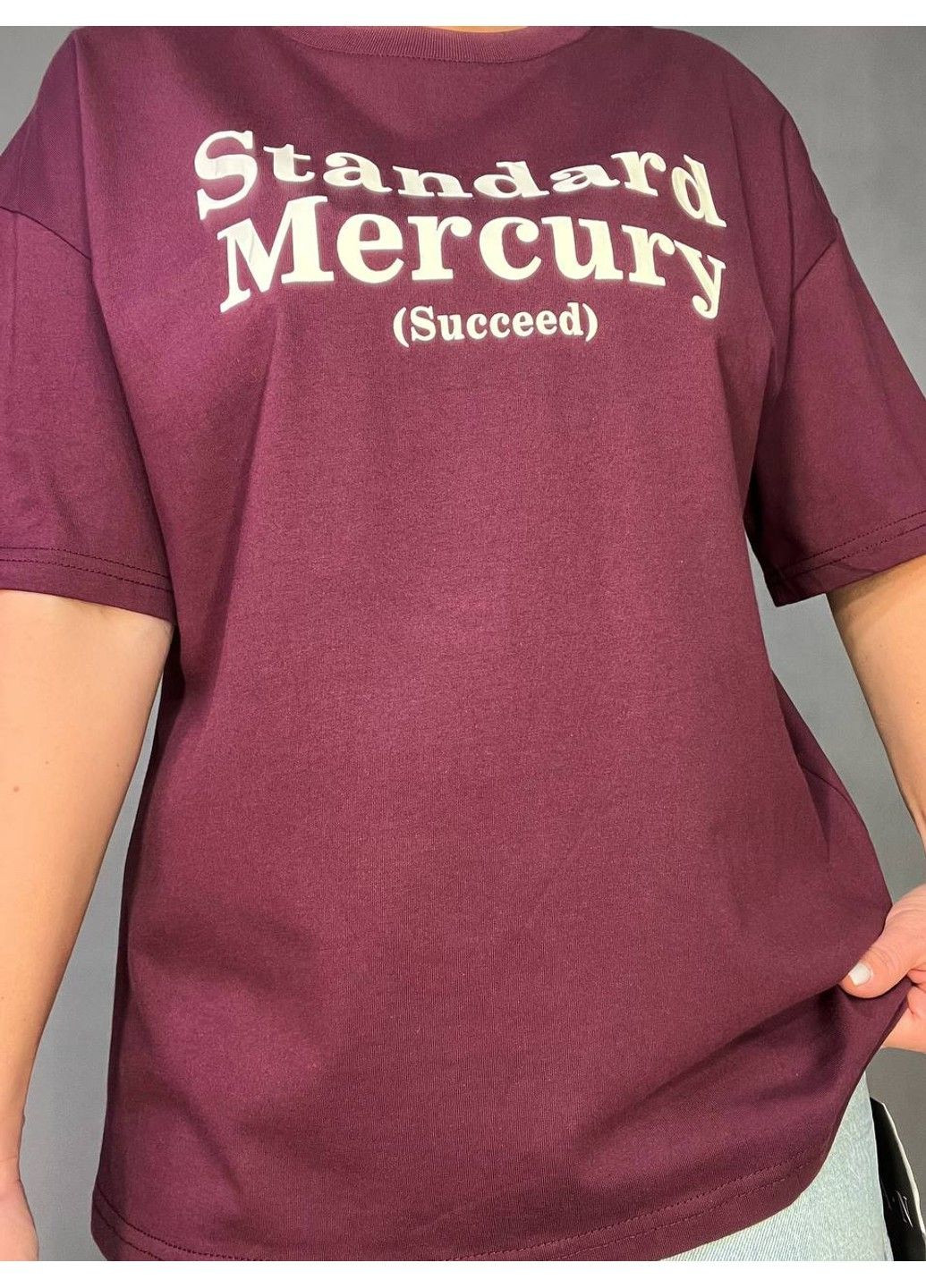 Футболка жіноча A-N 25007 оверсайз подовжена з написом принтом попереду one size No Brand - (316469524)