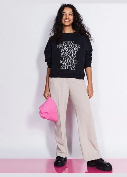 Чорний світшот із принтом H&M однотонний (307053432)