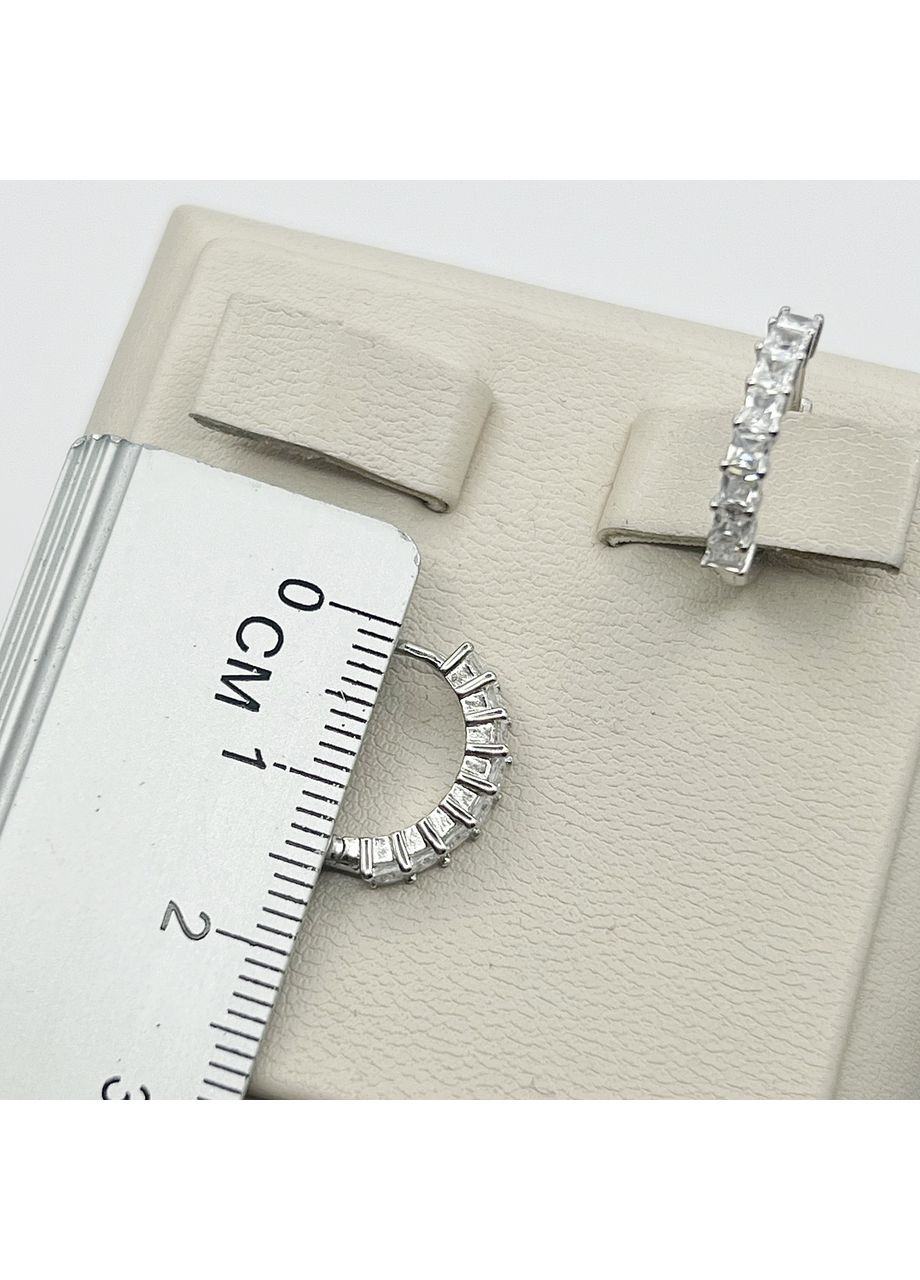 Сережки-кільця срібні з кубічним цирконієм 2,22 г No Brand (369737514)