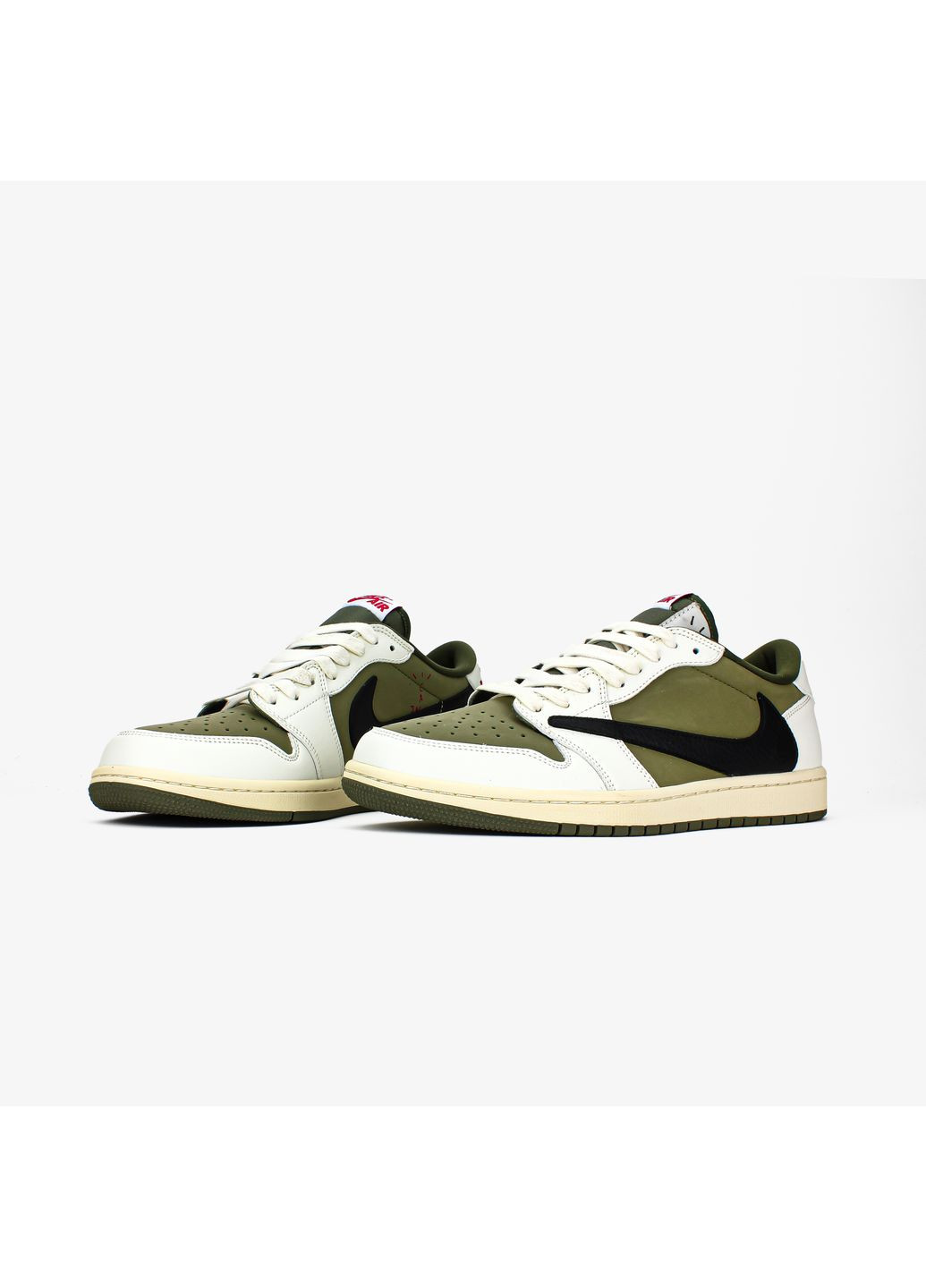 Кроссовки женские и мужские Nike Air Jordan 1 Retro Low OG SP Travis Scott Khaki White Black | Найк Аир Джордан 1 Ретро хаки No Brand хаки демисезоны (369370206)