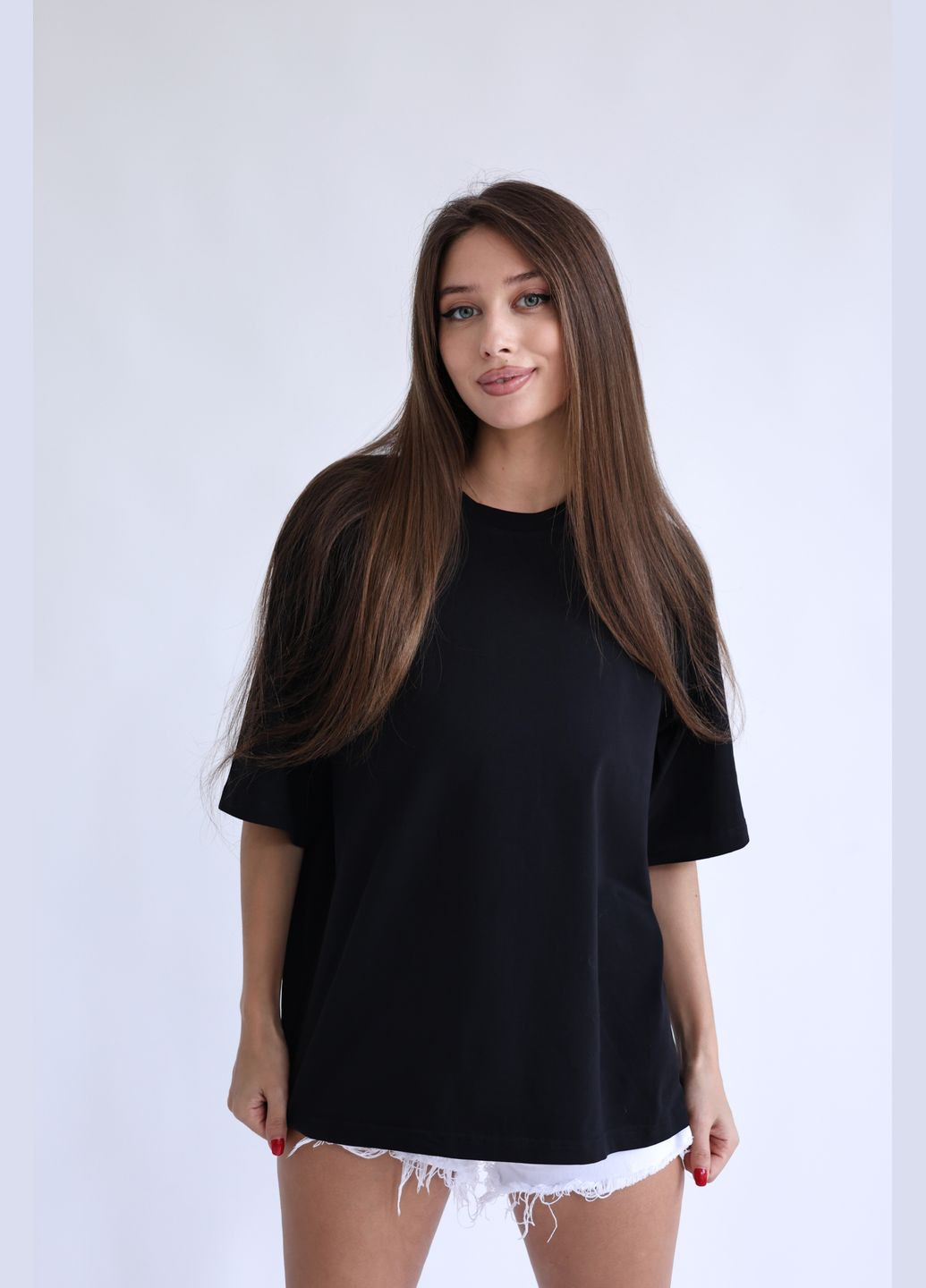 Женская футболка хлопок черная Kraya - (316476099)