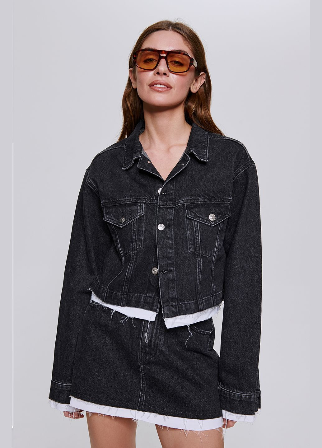 Темно-серая юбка мини джинсовая 2504 Papaya