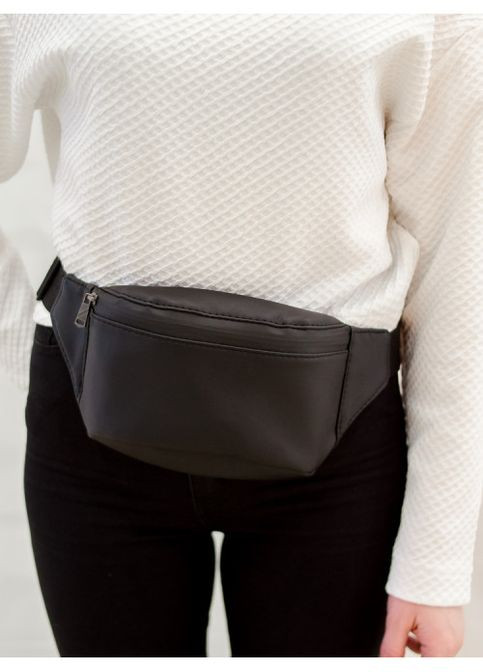 Спортивна сумка жіноча на пояс через плече з екошкіри середня Чорний 35507 Sambag (352165862)