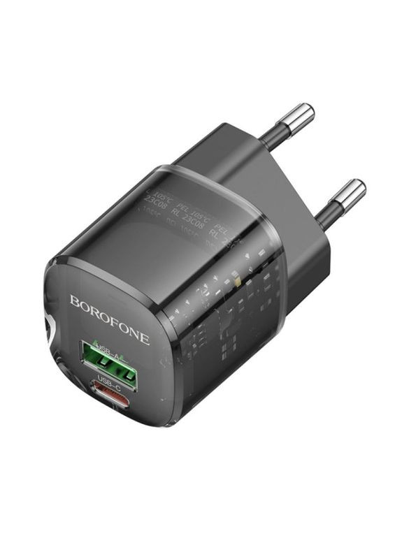 Зарядний пристрій мережевий BN17 Sunlight PD20W+QC3.0 (1USB A/1C) Прозорий Borofone (372163039)