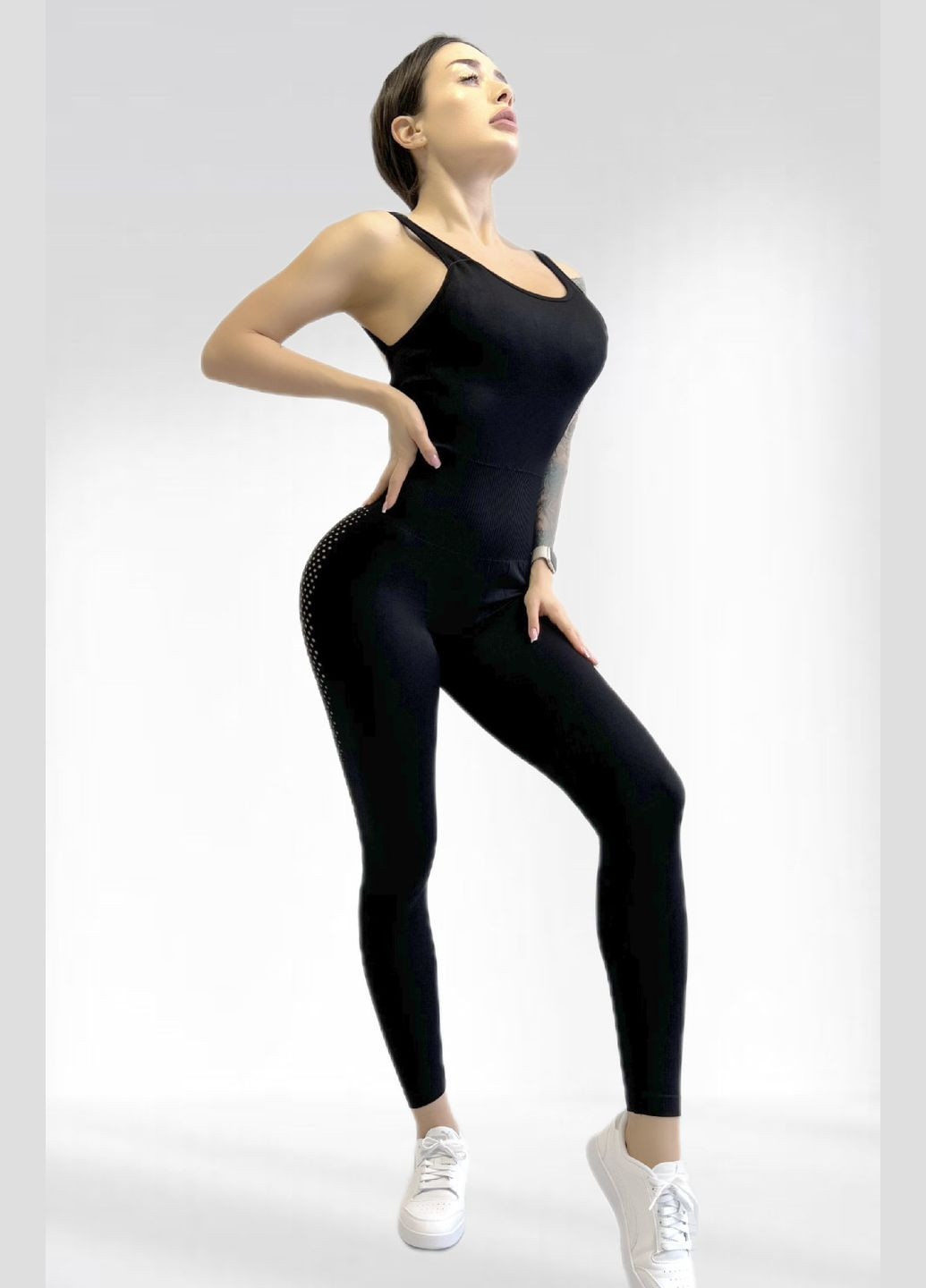 Спортивный комбинезон женский для гимнастики йоги фитнеса LILAFIT комбинезон-брюки чёрный спортивный нейлон
