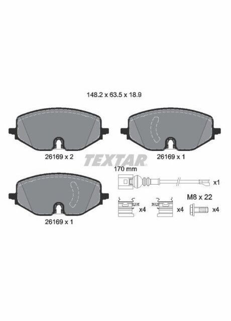 Комплект тормозных колодок 2616901 Textar (354756983)