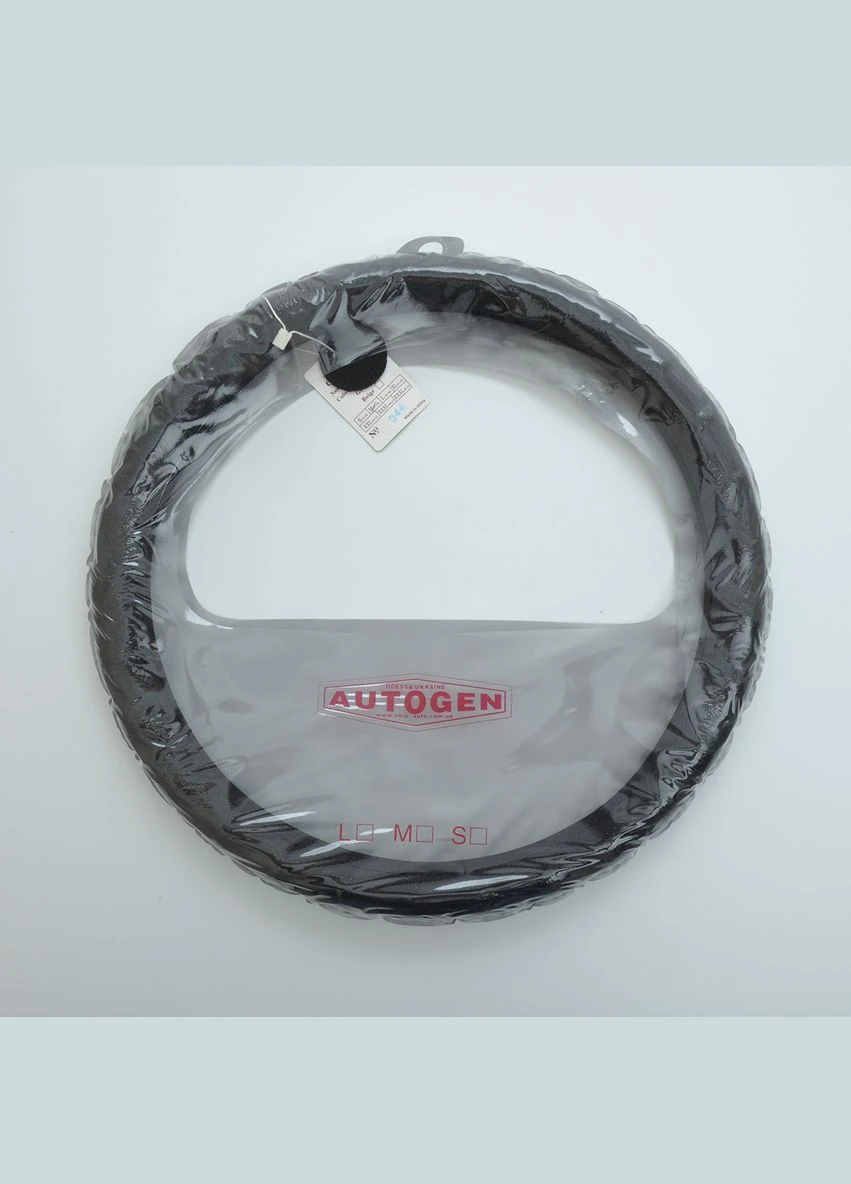Чехол на руль кожа "М" (37-38см) черный Autogen CK 044BK перфорация/массаж 1шов белое основание No Brand (354755973)
