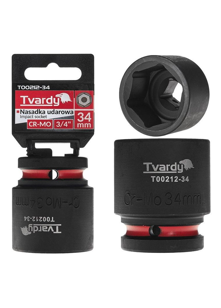 Головка ударна "Tvardy" з хром-молібденової сталі (Cr-Mo) 3/4" 6-гранна 34 мм Geko (355263106)