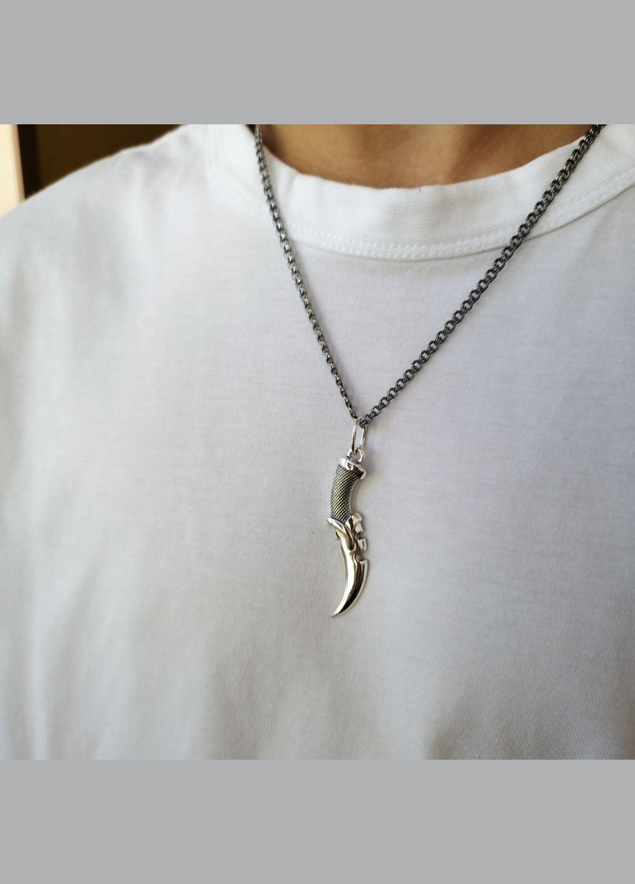 Срібна Підвіска Оберіг Кулон Кинжал чорнене срібло 925 проби 3249ч 5.90г No Brand (306741530)