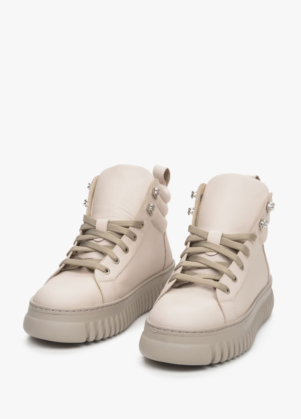 Ботинки-спорт, цвет молочный Estro светло-бежевые демисезоны (307284215)