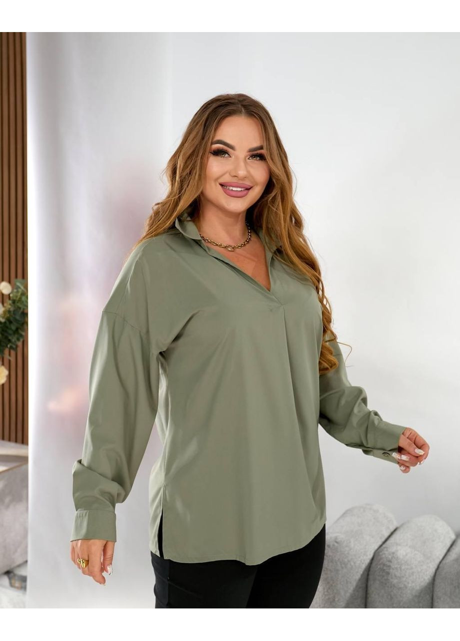 Оливкова блуза сорочка жіноча софт, мод. 303 Sofia 300
