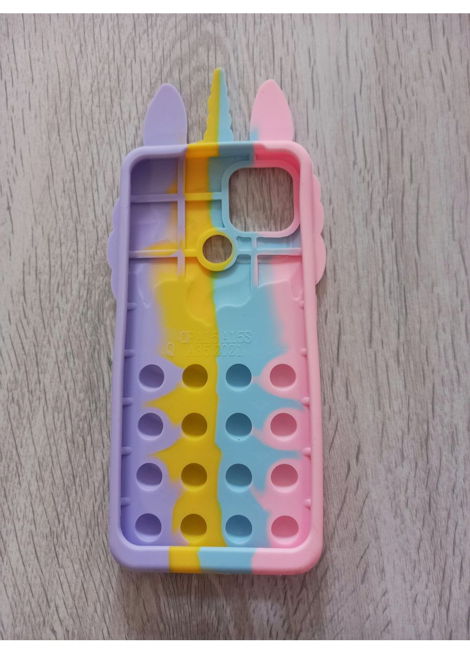 Чохол Pop it для A15 / A15s Єдиноріг Поп іт антистрес силіконовий дитячий райдужний Oppo (360896891)