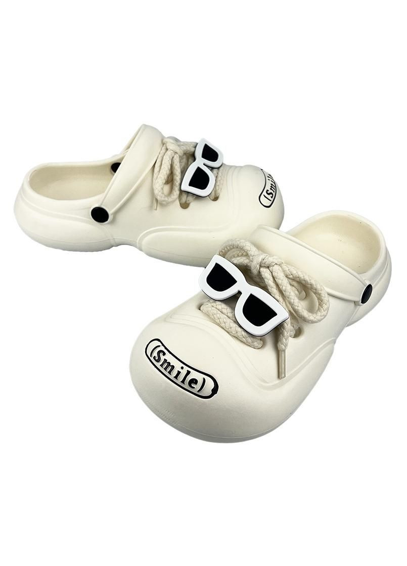 Женские кроксы сабо на платформе с джибитсами белые 10140-2 Sanlin (316681170)