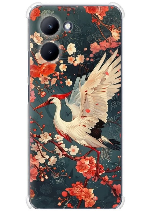 Силіконовий протиударний с посиленими кутами чохол 'Сакура та лелека' для Endorphone Realme C33 (291130145)