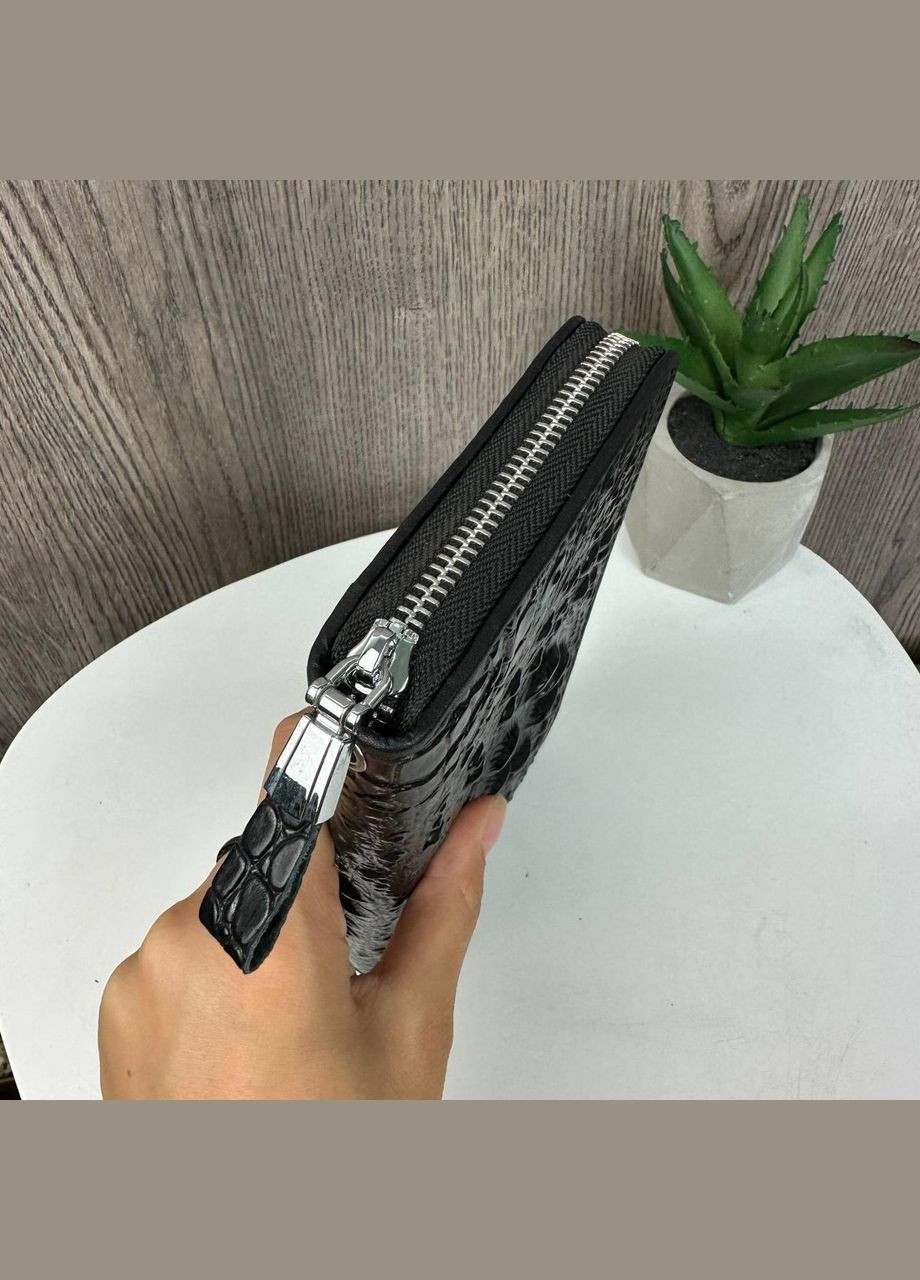 РАСПРОДАК! Большой мужской клатч рептилия, кошелек портмоне Черный No Brand (334729644)