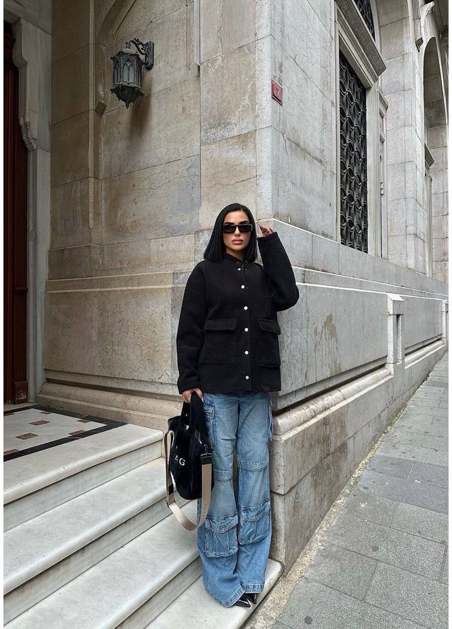 Черная демисезонная стильная длинная куртка с воротником-стойкой куртка-пальто Sobe