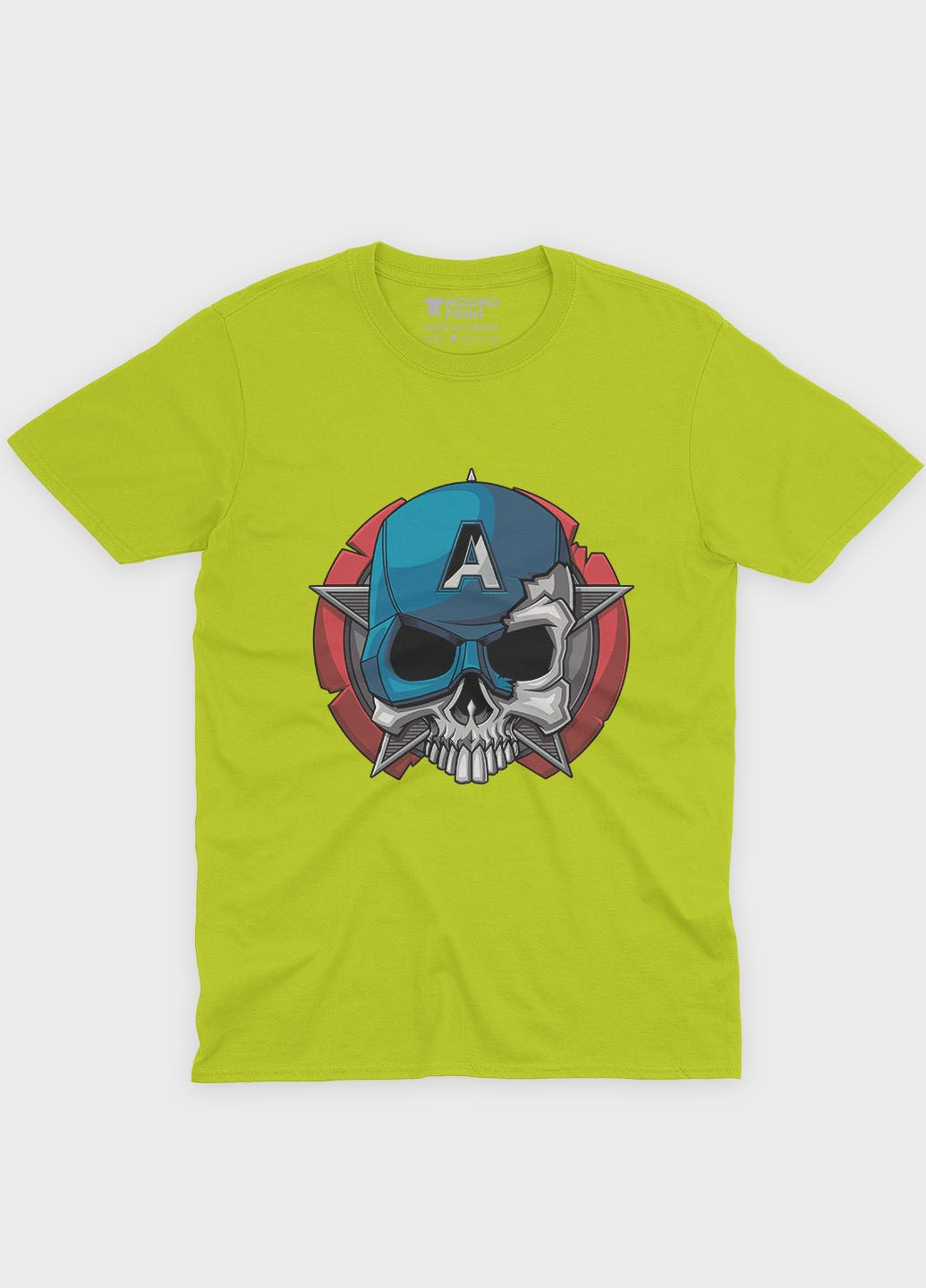 Лайм чоловіча футболка odno з принтом супергероя - капітан америка лаймовий m (ts001-1-bli-006-022-003) Modno
