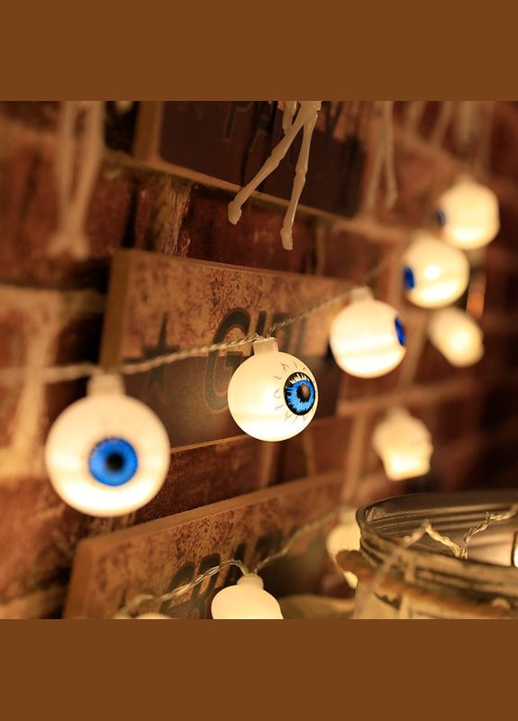 Гирлянда на Хэллоуин Глаза 150 см 10 led 4 см белый Jannet (303289567)