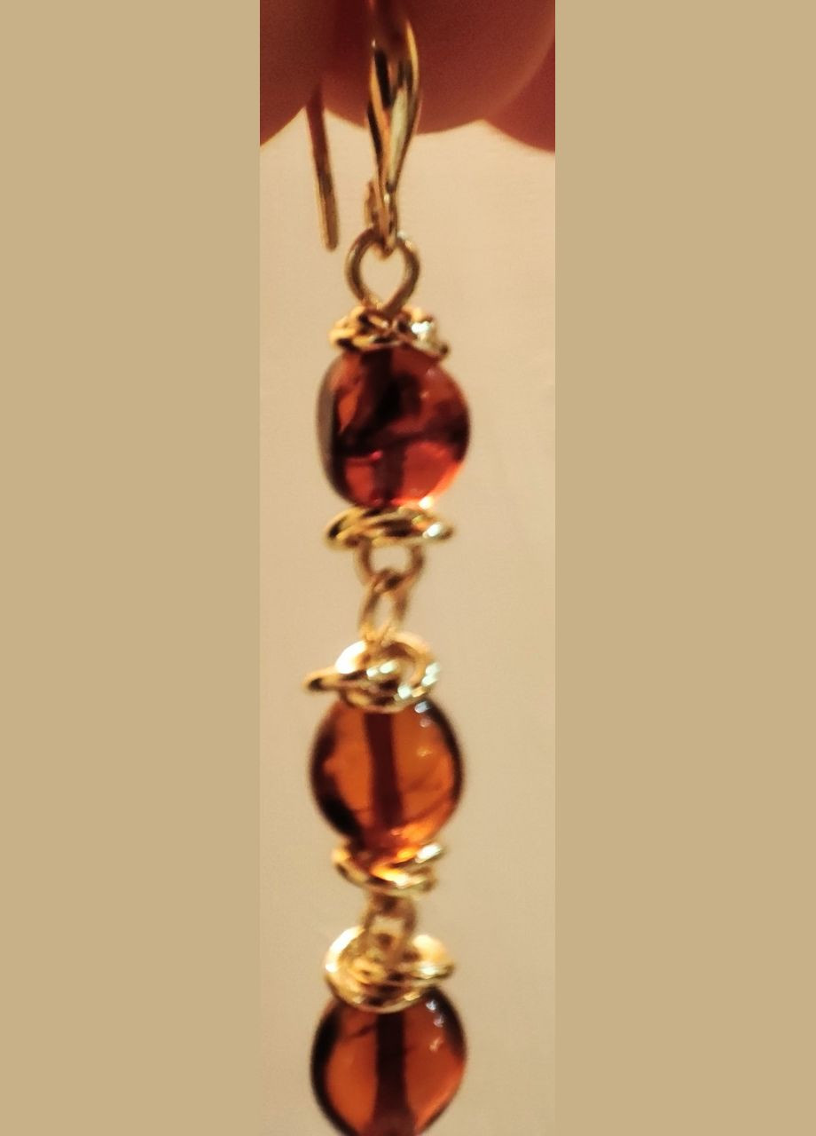 Сережки 2468 з натурального бурштину Медовий відтінок MINOV (311310503)