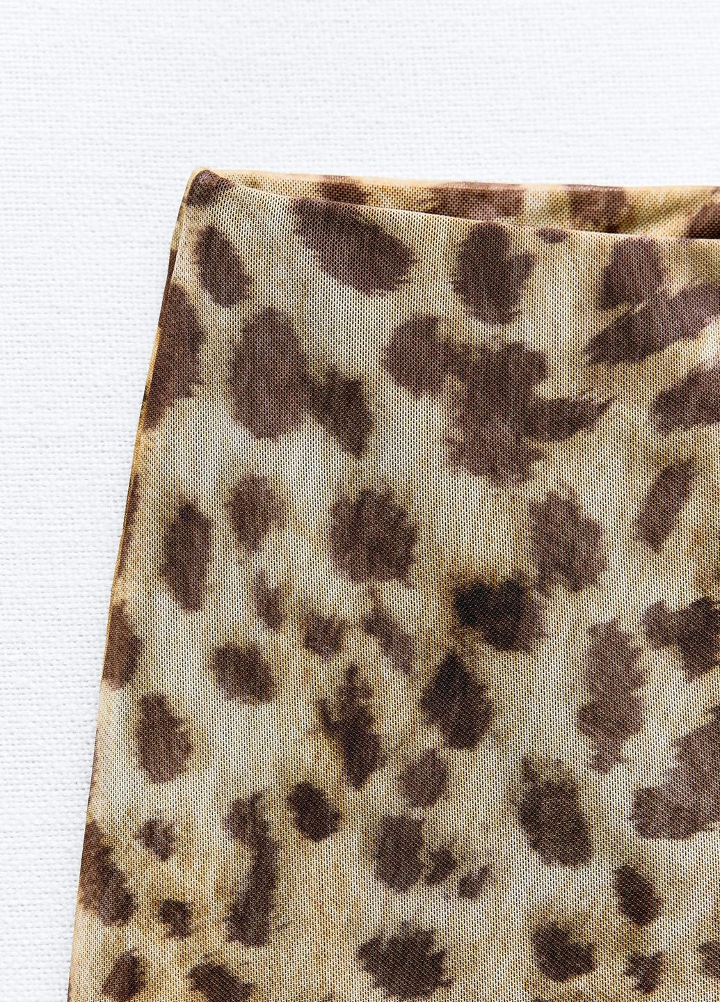 Коричневая повседневный леопардовая юбка Zara