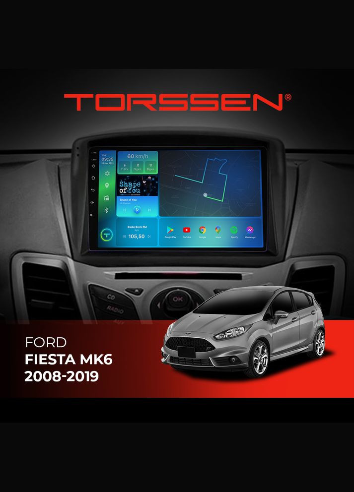 Штатная магнитола Ford Fiesta MK6 0819 FL9 4+64Gb 4G Carplay DSP Torssen (307088141)