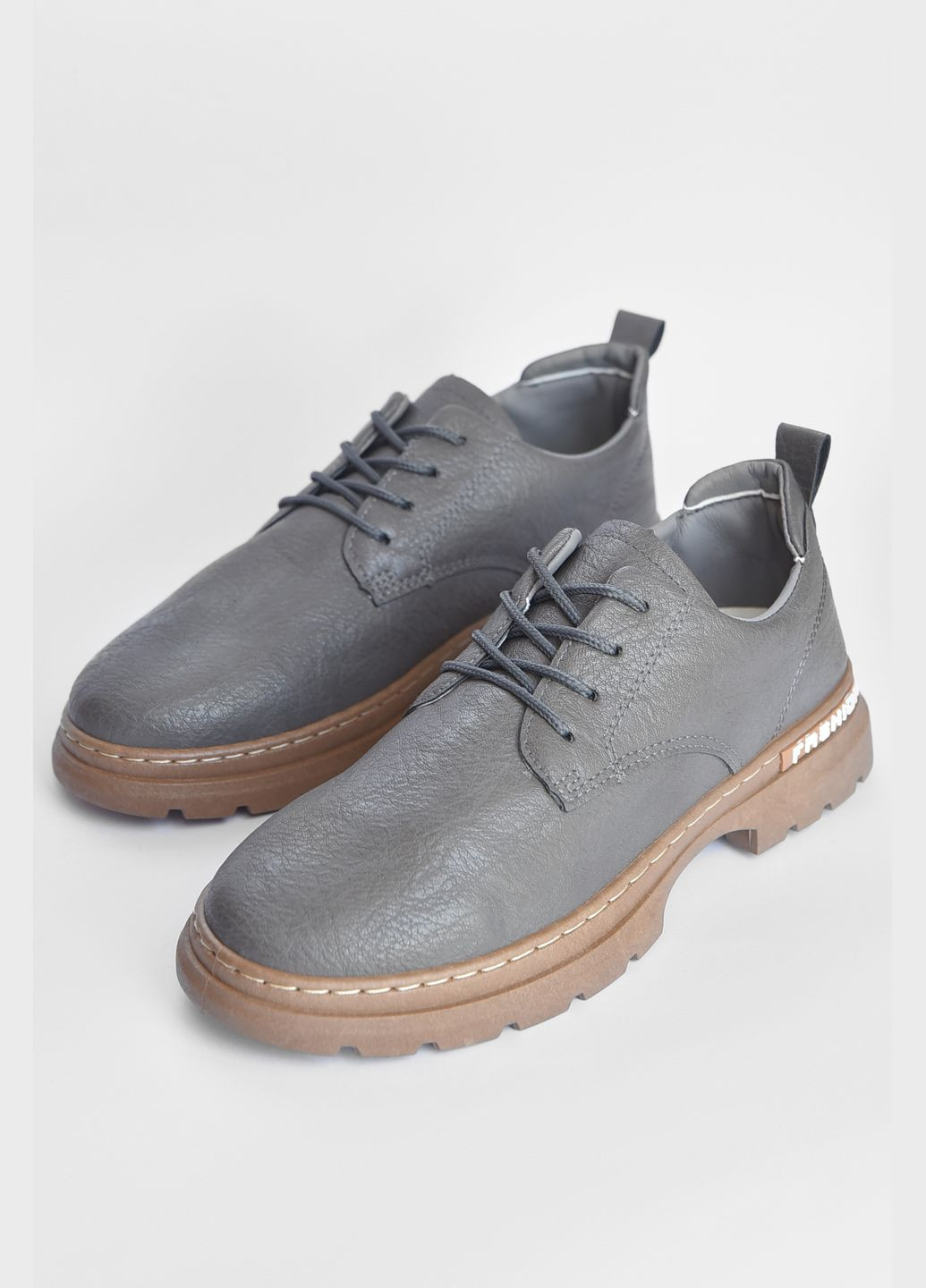 Серые кэжуал туфли мужские серого цвета Let's Shop на шнурках
